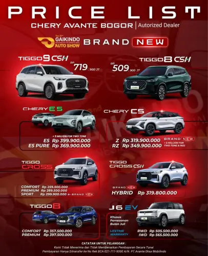 Pricelist Harga Chery balungbangjaya 2025